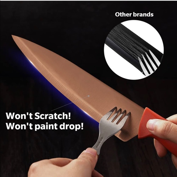 Orange Professional Kitchen Knife Chef Set, Kitchen Knife Set Stainless Steel, - Picture 3 of 7